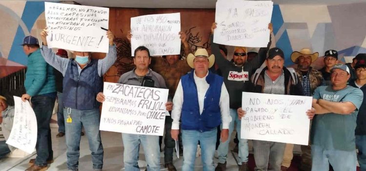 Productores de frijol se manifiestan en el Congreso del Estado