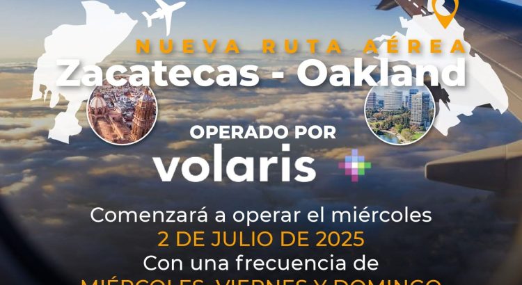 Presentan nueva ruta aérea Zacatecas-Oakland