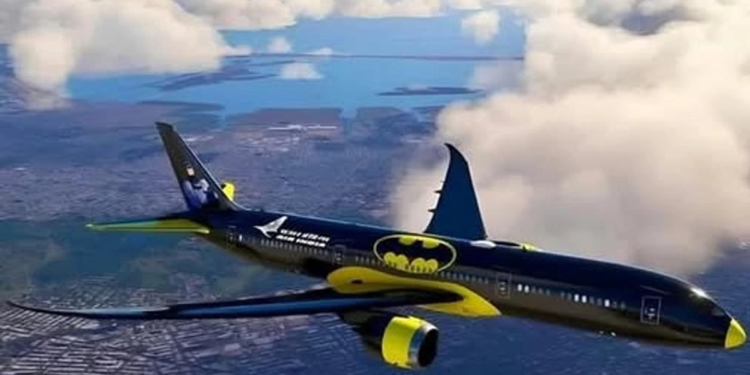 Presentan avión comercial con temática de Batman