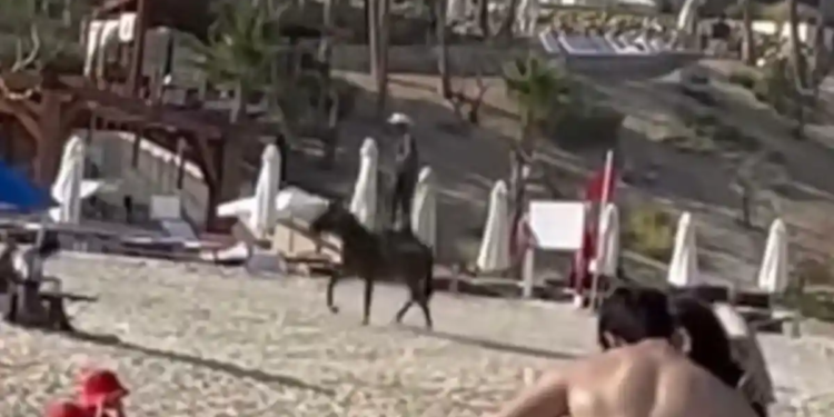 Jinete sorprende con acrobacias a caballo en playa cabeña