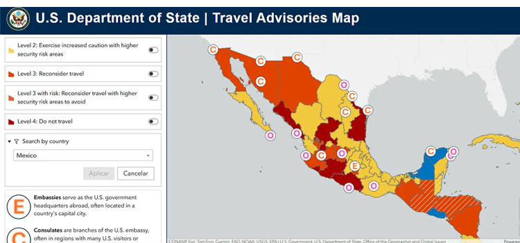 Gobierno rechaza alerta de viaje de EU
